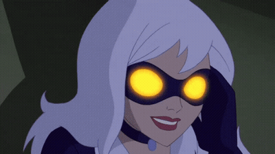 A Cartoon Character With Glowing Eyes And A Choker GIF