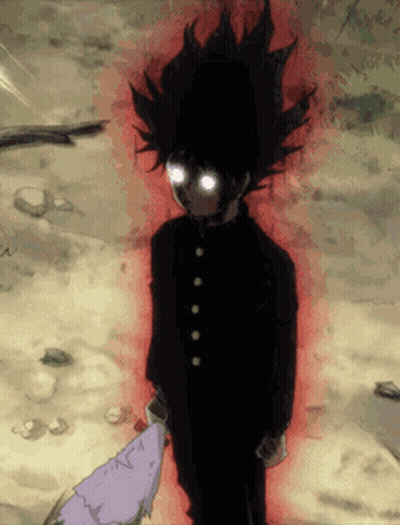 A Cartoon Character With Glowing Eyes Is Holding A Knife In His Hand . GIF