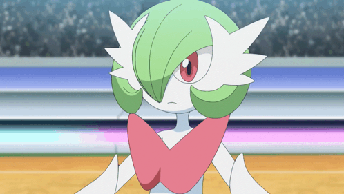 A Cartoon Character With Green And White Hair And A Red Eye GIF