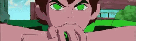 A Cartoon Character With Green Eyes Is Making A Funny Face Sticker
