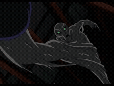 A Cartoon Character With Green Eyes Is Standing On A Roof GIF