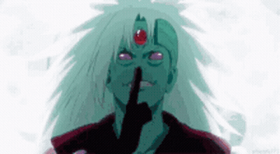 A Cartoon Character With Green Hair And A Red Eye Is Holding His Finger To His Lips GIF