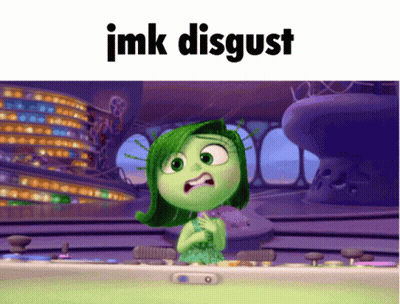 A Cartoon Character With Green Hair And The Words " Imk Disgust " Above Her GIF