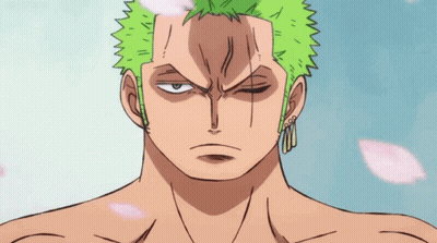 A Cartoon Character With Green Hair Is Holding A Knife In His Hand . GIF