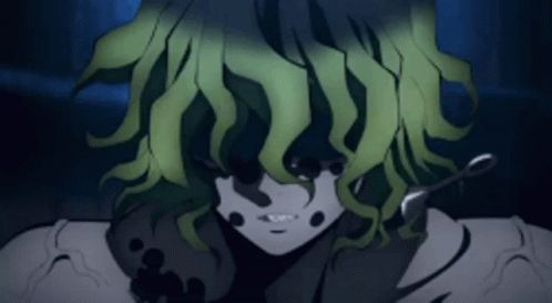 A Cartoon Character With Green Hair Is Holding A Pair Of Scissors In His Hand . GIF