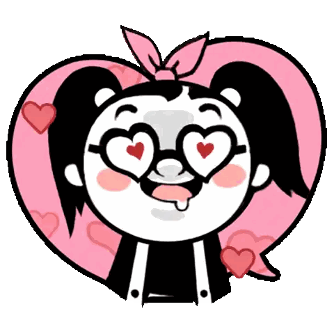 A Cartoon Character With Hearts In Her Eyes GIF