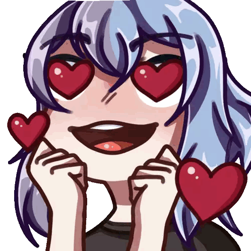 A Cartoon Character With Hearts In Her Eyes Sticker
