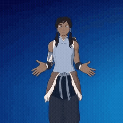 A Cartoon Character With Her Arms Outstretched And A Blue Background GIF