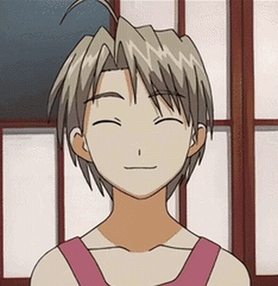 A Cartoon Character With His Eyes Closed And A Pink Shirt On GIF