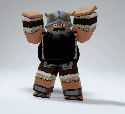 A Cartoon Character With Horns And A Beard Is Standing With His Arms In The Air GIF