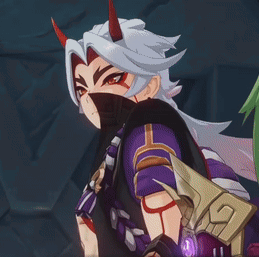 A Cartoon Character With Horns And A Purple Jacket GIF