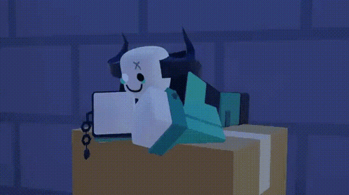 Cartoon Horned Character With X GIF