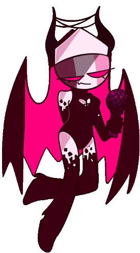 A Cartoon Character With Horns And Wings Holding A Microphone Sticker