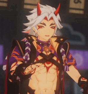 A Cartoon Character With Horns Is Standing In Front Of A Sign With The Number 5 On It GIF