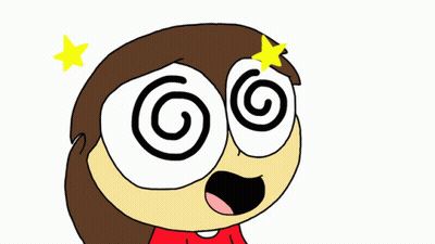 A Cartoon Character With Hypnotic Eyes And A Yellow Star Behind His Head GIF