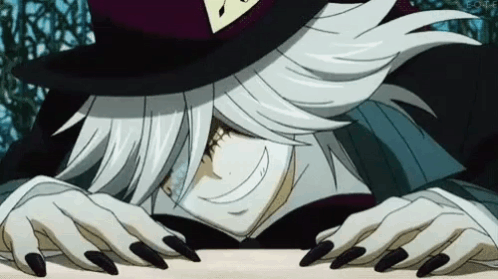 A Cartoon Character With Long Black Nails And A Top Hat GIF