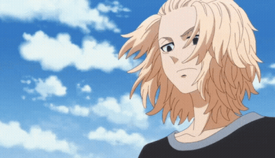 A Cartoon Character With Long Blonde Hair And A Blue Sky In The Background GIF