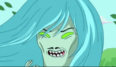 A Cartoon Character With Long Blue Hair And Green Eyes Is Making An Ok Sign GIF