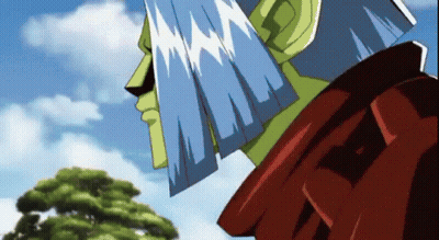A Cartoon Character With Long Green Hair And A Red Jacket Is Standing In Front Of A Tree . GIF