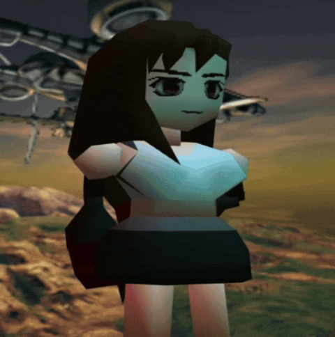 A Cartoon Character With Long Hair And A White Shirt Is Standing In A Field GIF