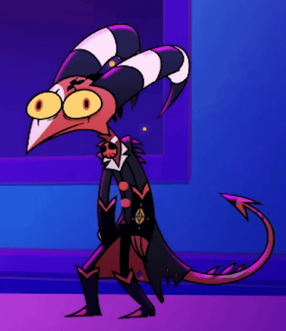 Cartoon Horned Character Standing By Window GIF