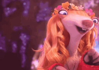 A Cartoon Character With Long Red Hair Is Wearing A Red Dress And A Flower Crown . GIF