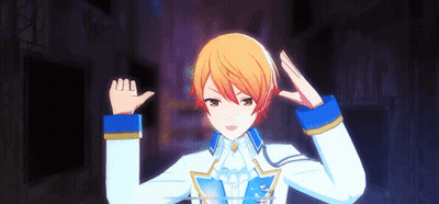 A Cartoon Character With Orange Hair And Blue Sleeves Is Standing In A Dark Room With His Hands On His Head . GIF