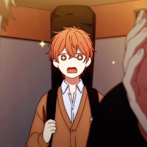 A Cartoon Character With Orange Hair Has A Star In His Eyes GIF