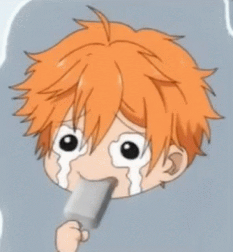 A Cartoon Character With Orange Hair Is Crying While Eating A Popsicle . GIF