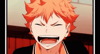 A Cartoon Character With Orange Hair Is Laughing With His Mouth Wide Open GIF