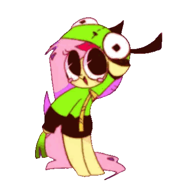 A Cartoon Character With Pink Hair And A Green Hoodie Sticker
