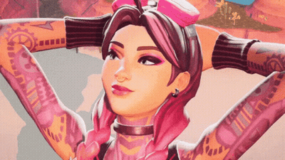 A Cartoon Character With Pink Hair And A Tattoo On Her Arm GIF
