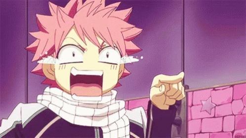 A Cartoon Character With Pink Hair Is Crying And Pointing At Something With His Finger . GIF
