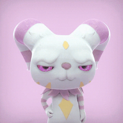 A Cartoon Character With Purple Eyes And A Diamond On Its Chest GIF