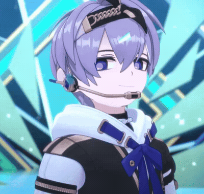 A Cartoon Character With Purple Hair And A Headband That Says ' Discord ' On It GIF