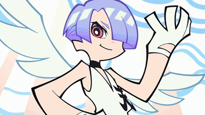 A Cartoon Character With Purple Hair And A White Glove GIF