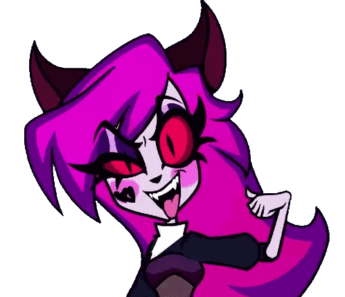 A Cartoon Character With Purple Hair And Horns Is Giving A Thumbs Up Sticker