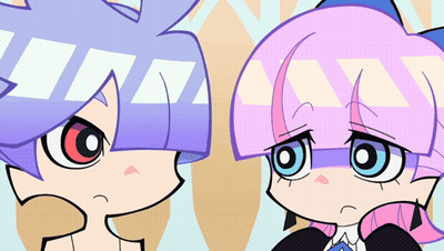 A Cartoon Character With Purple Hair And Pink Hair GIF
