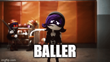 A Cartoon Character With Purple Hair And The Word Baller Above Her GIF