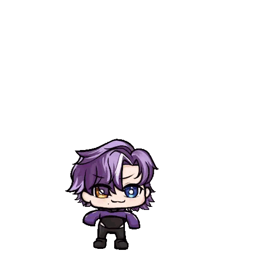 A Cartoon Character With Purple Hair Is Doing A Handstand On A White Background Sticker