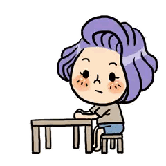 A Cartoon Character With Purple Hair Is Standing Next To A Letter E. Sticker