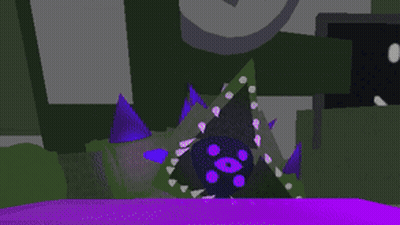 A Cartoon Character With Purple Spikes On Its Head Is Laying On The Ground . GIF