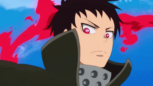 A Cartoon Character With Red Eyes And A Black Coat GIF