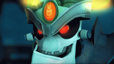 A Cartoon Character With Red Eyes And A Crown That Says Sd On It GIF