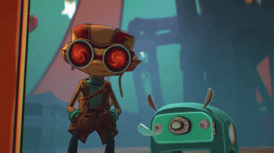 A Cartoon Character With Red Eyes And A S On His Head GIF