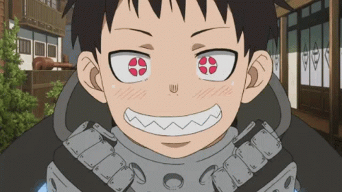 A Cartoon Character With Red Eyes And A Smiley Face GIF