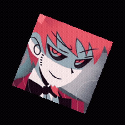 A Cartoon Character With Red Hair And A Black Bow Tie GIF