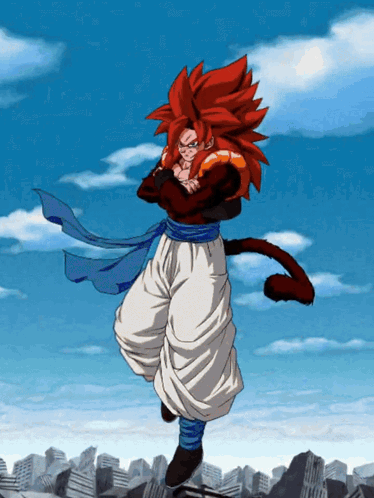 A Cartoon Character With Red Hair And A Blue Scarf Around His Neck GIF