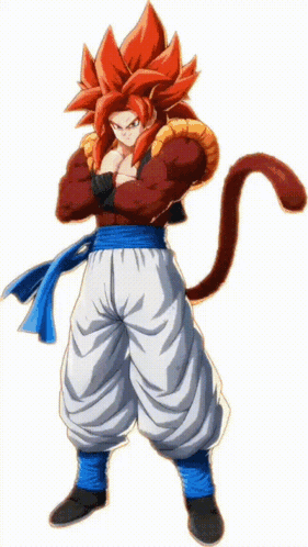 A Cartoon Character With Red Hair And A Blue Tail GIF