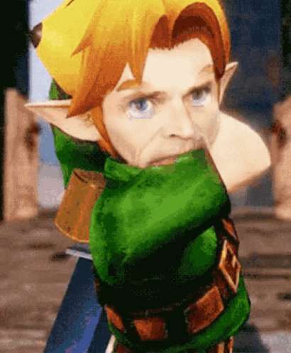 A Cartoon Character With Red Hair And A Green Jacket GIF